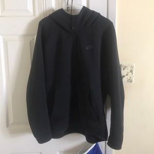 All black nike tech-fleece hoodie